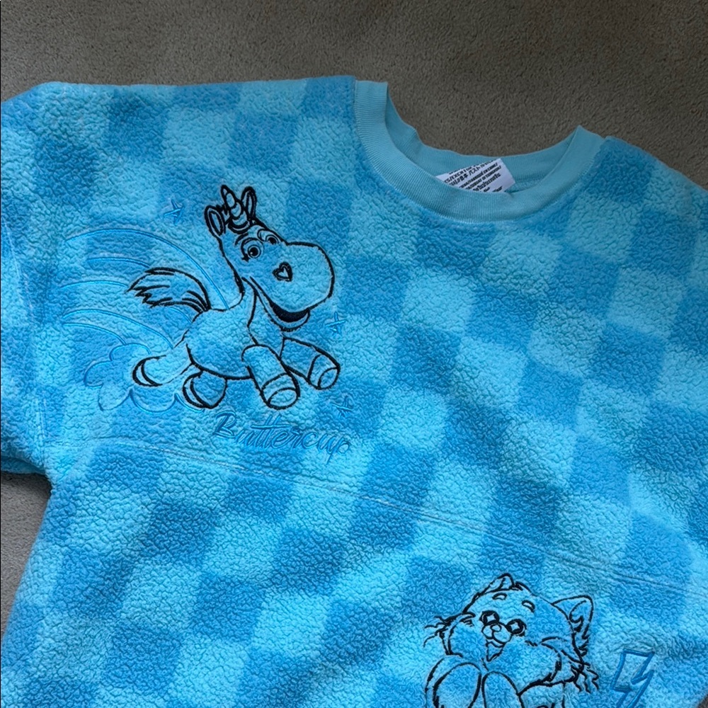 Blue Checkered Graphic Sweatshirt